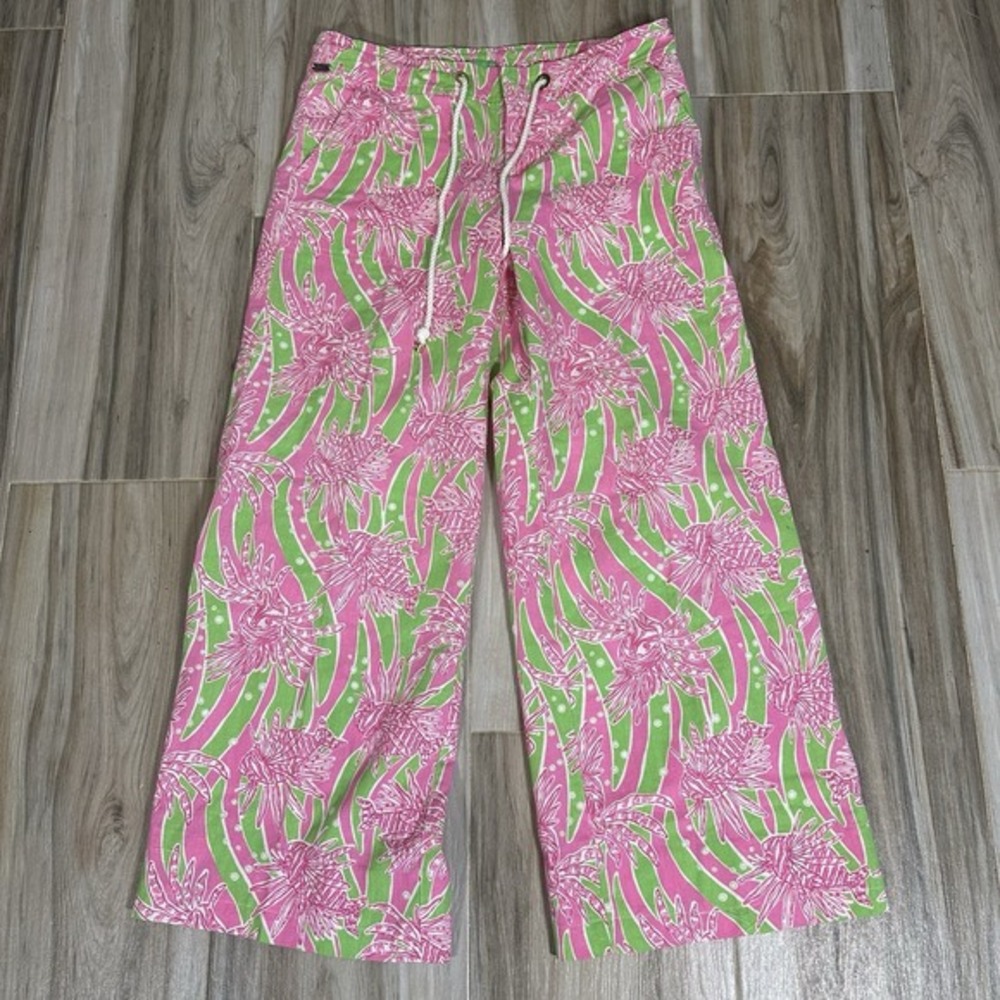 Lilly Pulitzer Palm Beach Collection Cotton Blend Wide Leg‎ Pants Crop 6 Preppy